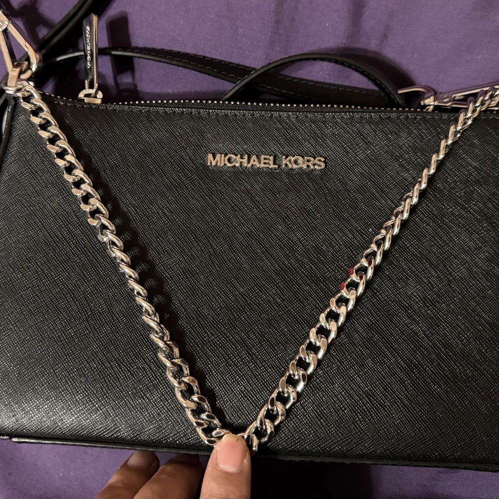 Michael Kors Black Crossbody with Gold Chain